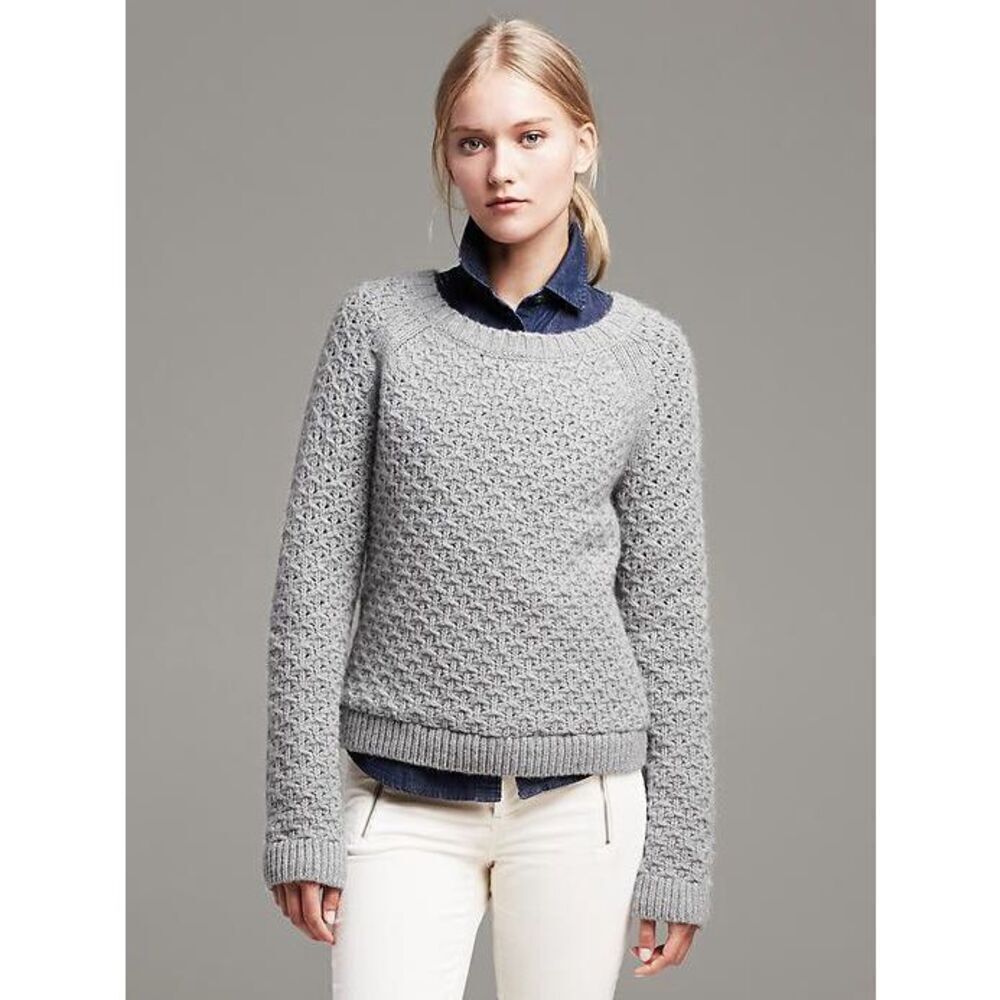 BANANA REPUBLIC STAR-STITCH CREW alpaca knit PULLOVER size XL NWOT